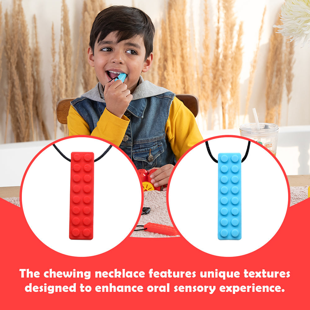 Chew necklace- Pack of 2, Blue & Red